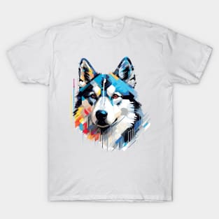 Husky Dog Pet World Animal Lover Furry Friend Abstract T-Shirt